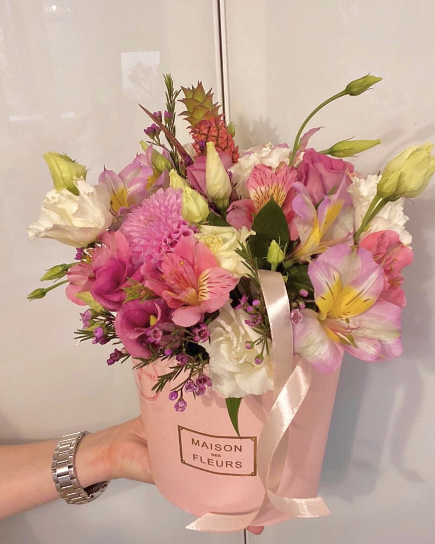 Цветочная композиция Maison розовая в нежной коробке